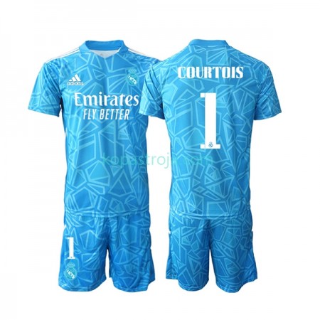 Billiga Fotbollströjor Real Madrid Courtois 1 Målvakt Barn Hemma tröja 2022/23 Kortärmad